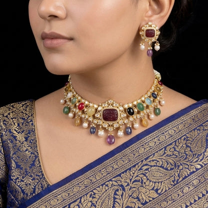 Navratan Polki Necklace